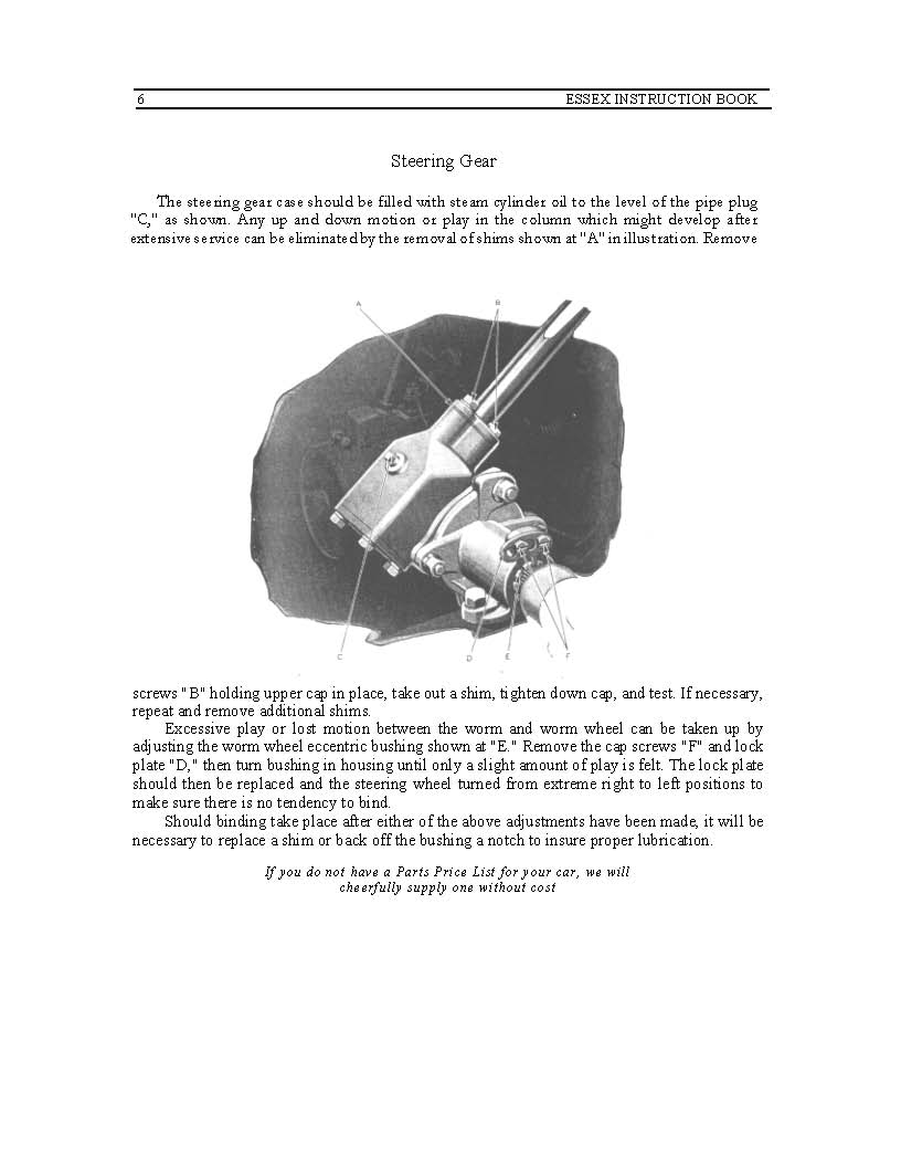 1926 Essex Automobile Instruction Manual Page 2